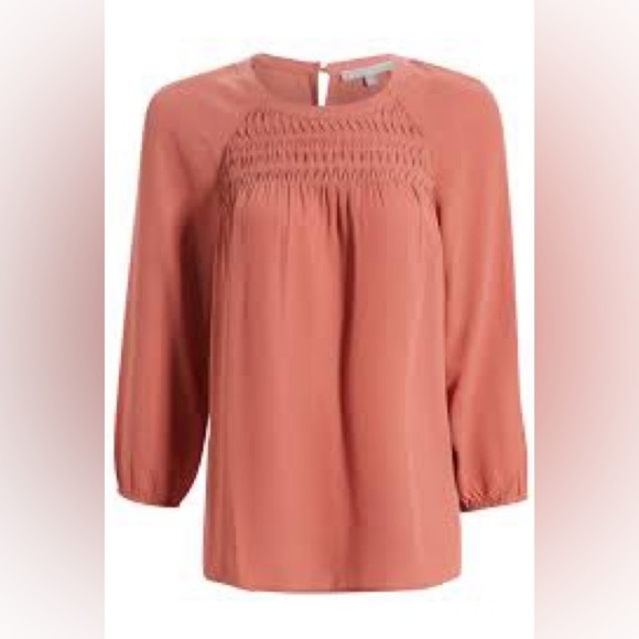 Daniel Rainn Smocked Mixed Media 3/4 Sleeve Blouse - Picture 1 of 6